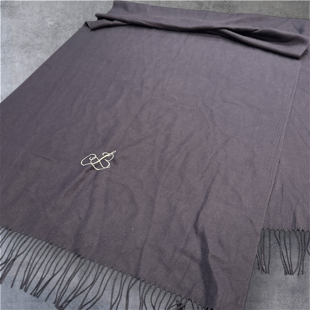 Large Navy Blue Cashmere Wrap embroidered B - Picture 3 of 8